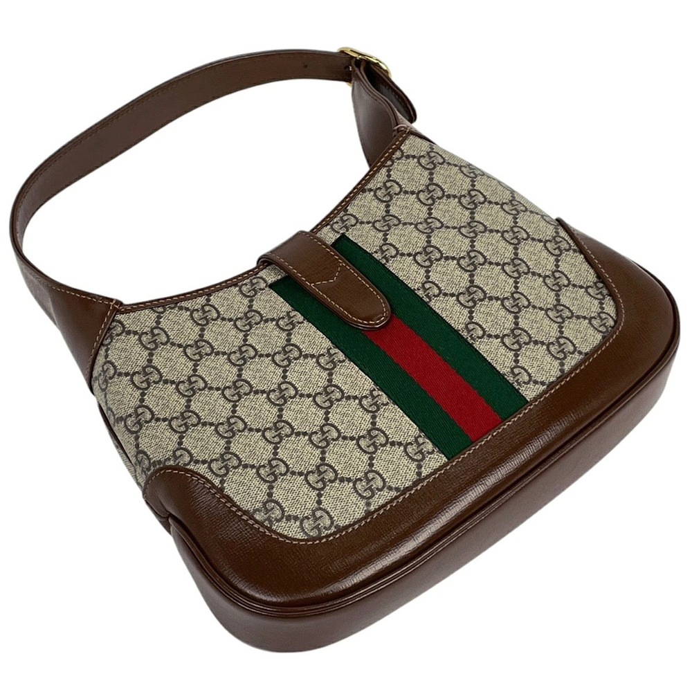 Gucci Hobo Sherry Shoulder GG Web Bag Brown Jackie Supreme